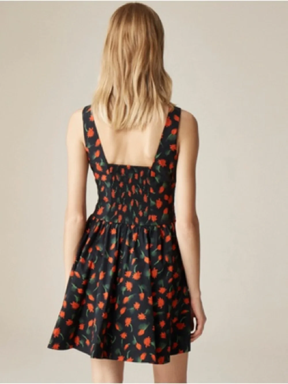 JCrew Black floral Fit and flare mini summer dress 16
